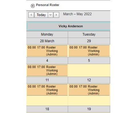 ESS calendar - individual view