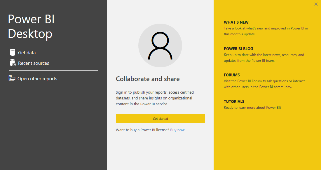 Power BI splash screen