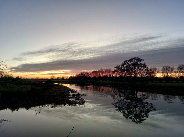 Sunset over a river