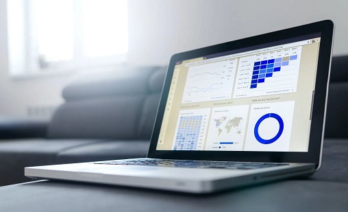 Dashboard showing statistics via graphical reports